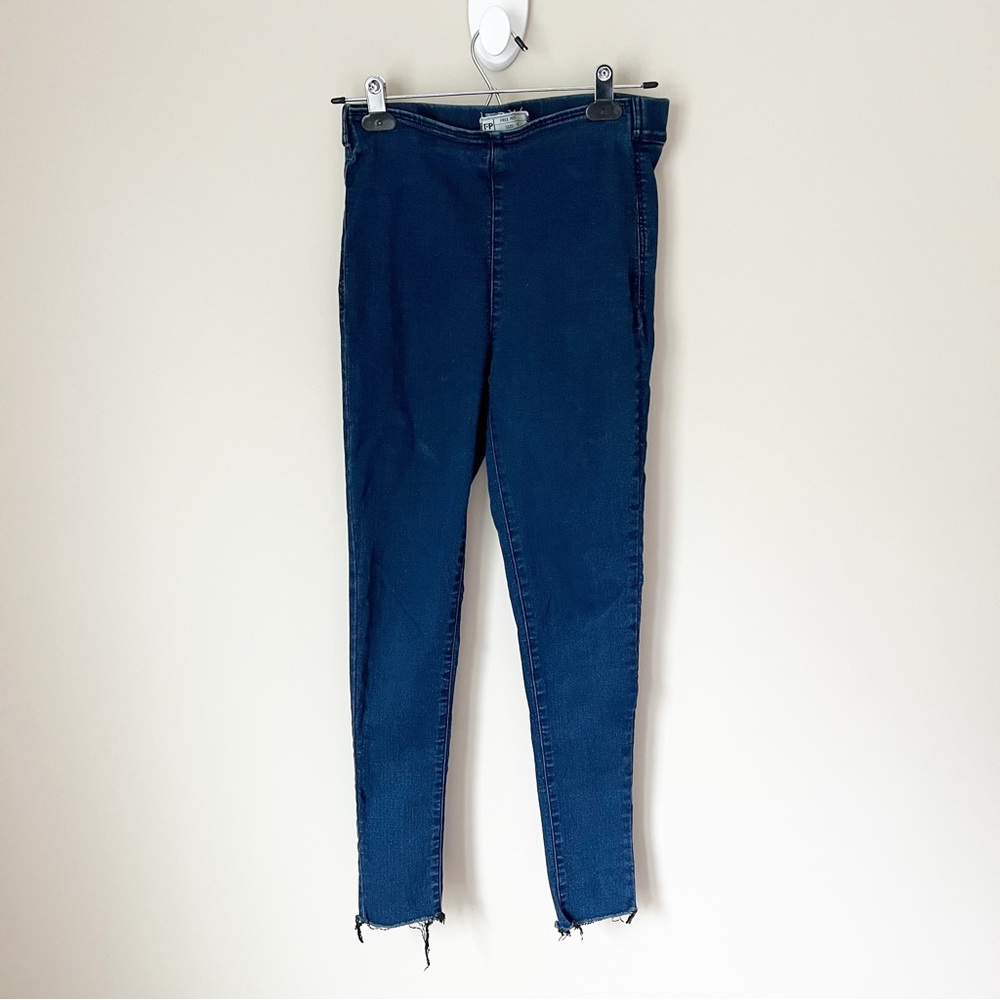 Free People Easy Goes It Raw Hem Denim Leggings Jeggings Dark Wash 27 - Picture 3 of 10